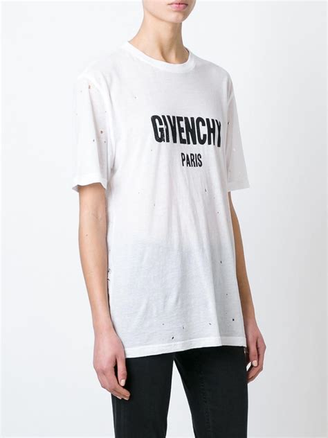 givenchy white shirt stars|Givenchy distressed t shirt.